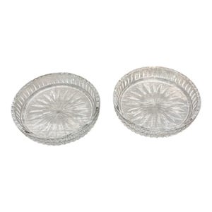 Princess House Lead Crystal Drink Coasters 3.5 Inch Diameter Set Of 2