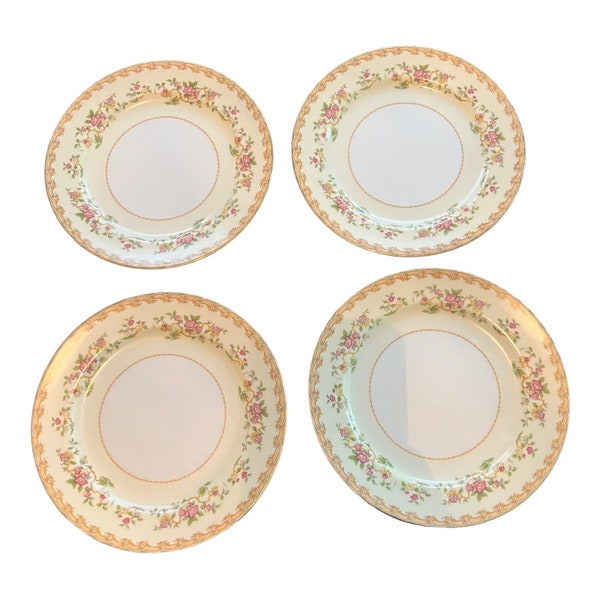 Lot of 4 vintage Noritake China 7.25in Salad Plates Floral Pattern Made in Japan