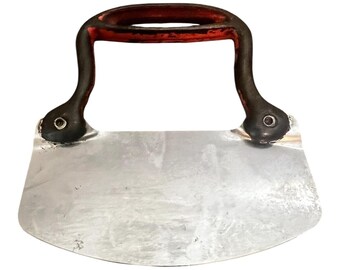Vtg Acme Double-Bladed Rocking Food Chopper Mezzaluna  1940s  Stainless Steel & Red Handle