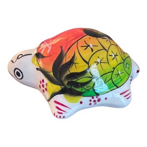 Vintage Ceramic Mexican Pottery Turtle Figurine 4&quot; X 2&quot; Tall