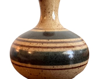 Vintage ARDCO Small Vase Stoneware With Stripes Made in Japan 3 in