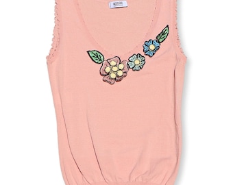 Vintage Moschino Cheap and Chic Knit Peach Tank Top, Size 10