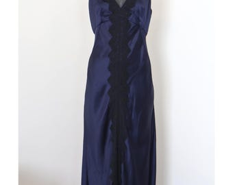 Dondup Blue Satin and Lace Slip Dress, Size 10