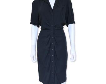 Vintage Thierry Mugler Black Shirt Dress, size 8