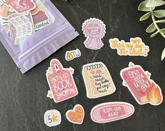 Pack de stickers "new romance" pour carnet de lecture personnalisé format A5 (présent dans le kit de base du carnet de lecture)