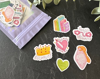 Pack de stickers "tropes romance" pour carnet de lecture personnalisé format A5