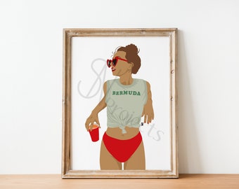 Illustration summer lunette en coeur et maillot de bain (impression d'illustration de mode)