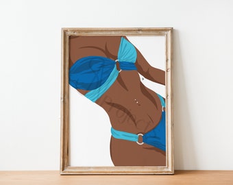 Illustration maillot de bain double bleu (impression d'illustration de mode)