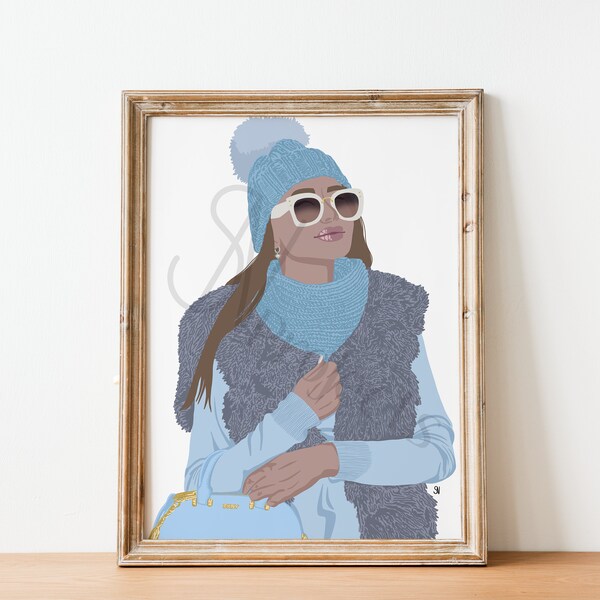 Illustration hiver chic aux chutes du Niagara (impression d'illustration de mode)