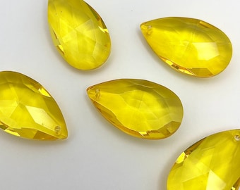 38mm Yellow Chandelier Crystal Teardrops - Set of 5