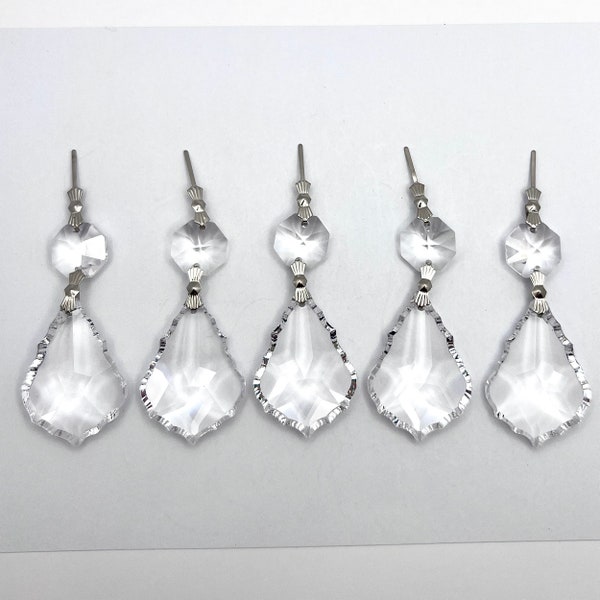 38mm Clear French Cut Chandelier Crystal Ornaments, Asfour Lead Crystal -Set of 5