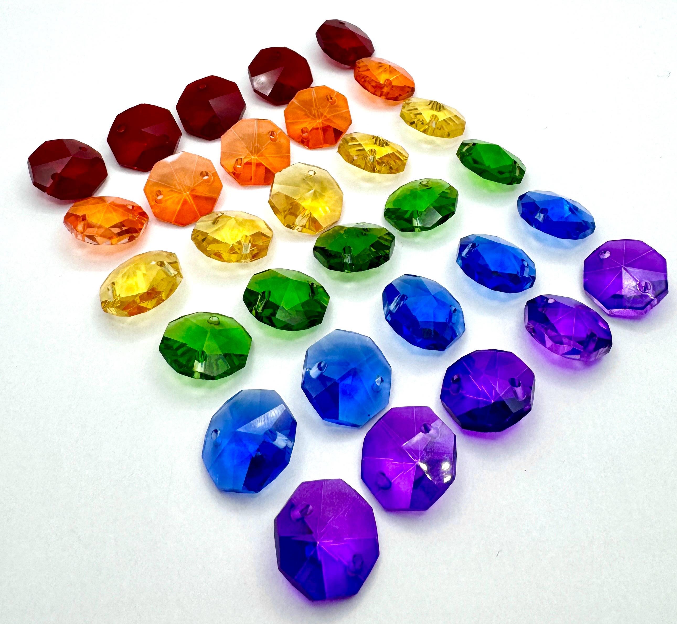 Pack of 30- Assorted Rainbow 14mm Octagons