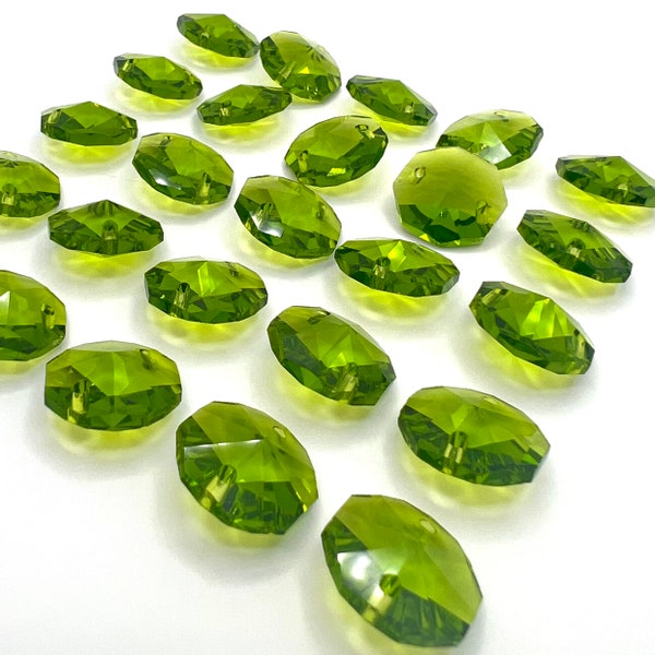 Pack of 12 Olive Green 14mm Octagons