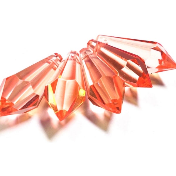 38mm Light Peach Chandelier Crystal Icicles - Set of 5