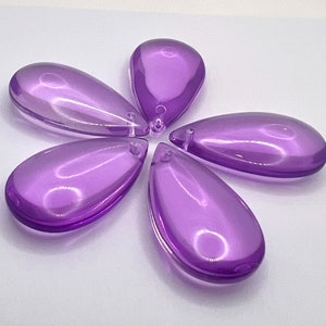 38mm Lilac Purple Smooth Teardrops - Set of 5