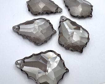 38mm Satin Gray French Cut Chandelier Crystals, Asfour Lead Crystal #911 -Set of 5