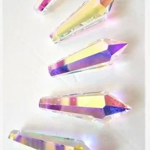 38mm Iridescent AB Chandelier Crystal Icicles - Set of 5
