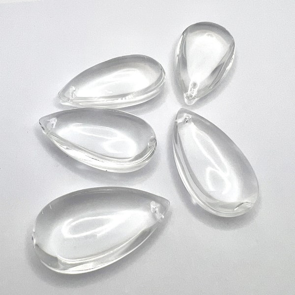 38mm Clear Smooth Teardrops - Set of 5