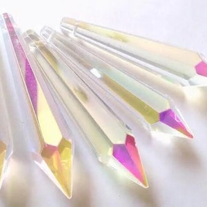 80mm Iridescent AB Chandelier Crystal Icicles - Set of 5