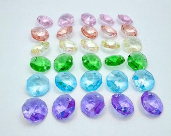 Pack of 30- Assorted Pastel Rainbow 14mm Octagons