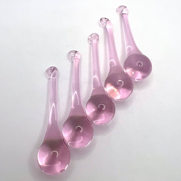 60mm Pink Raindrop Chandelier Crystals - Set of 5