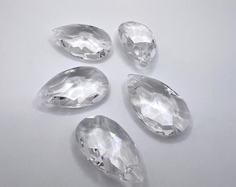 38mm Clear Teardrop Chandelier Crystals, Asfour Lead Crystal - Set of 5