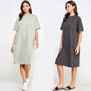 USA Made Oversized Garment Dyed Heavy Premium Cotton T-Shirt Dress