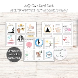 Jeu de cartes soins personnels pour l'anxiété/cartes soins personnels pour femmes occupées/jeu de cartes amour de soi/cartes imprimables soins personnels/cartes soins personnels quotidiens/