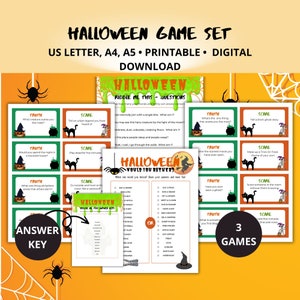 Printable Halloween Game bundle/Family Halloween games/ Classroom Halloween games/Halloween party games, three games included.