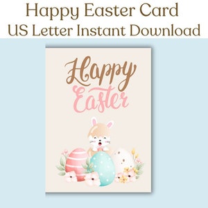Happy Easter Greeting Card/Easter Greeting Card for Family and Friends/Easter Bunny Greeting Card/Easter Egg Greeting Card