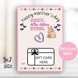 Porta-cartão-presente para madrasta para o Dia das Mães - Download instantâneo/Ideia de presente para o Dia das Mães para madrasta - Capa para cartão-presente personalizada/Cartão para madrasta