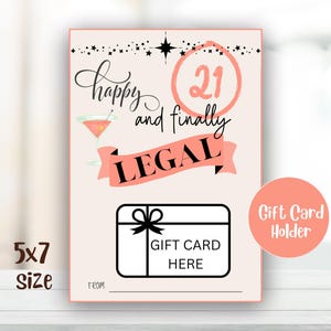 Porta tarjetas de regalo para 21 cumpleaños: descarga instantánea/impresión para niña/hazlo tú mismo