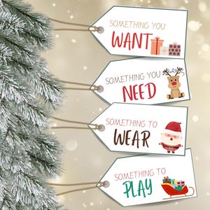 Etiquetas de regalo navideñas extravagantes para niños y adultos/Etiquetas de regalo navideñas perfectas/Juego de etiquetas de regalo navideñas festivas/Deseos y necesidades únicos para Navidad