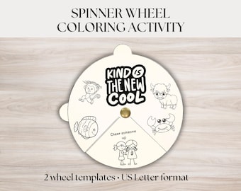 Actividad imprimible para colorear con rueda giratoria para difundir la bondad/Manualidad escolar imprimible para difundir la bondad/Rueda giratoria para colorear con rueda giratoria para difundir la bondad para niños