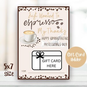 Administrative Professional Day Coffee Gift Card Holder-Office Administrative Day Coffee Gift Card/Professional Administrative Gift Holder