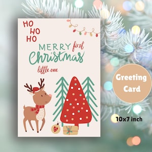 Baby&#39;s First Christmas Card Instant Download-Holiday Greeting For Newborns/Cute Baby&#39;s First Holiday Card/Newborn Christmas Card