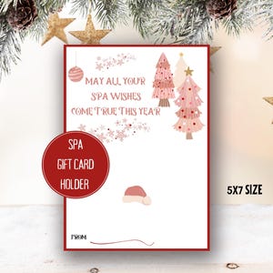 Holiday Spa Gift Card Holder Instant Download/Christmas Spa Gift Card Holder Printable/Facial Gift Card Holder Instant Download