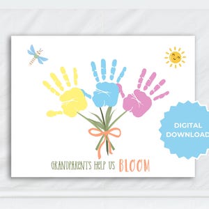 Grandparents Day Handprint Art Printable/Grandparent Gift From Kids/DIY Handprint Keepsake/Instant Download/Nana Papa Gift Idea