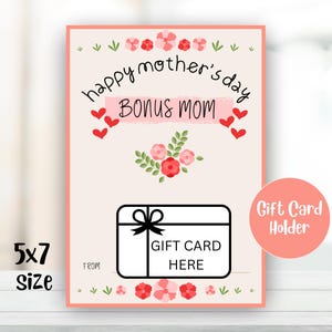 Porta tarjetas de regalo para el Día de la Madre - Descarga instantánea / Idea de regalo para el Día de la Madre - Funda personalizada para tarjetas de regalo / Bonus Mom