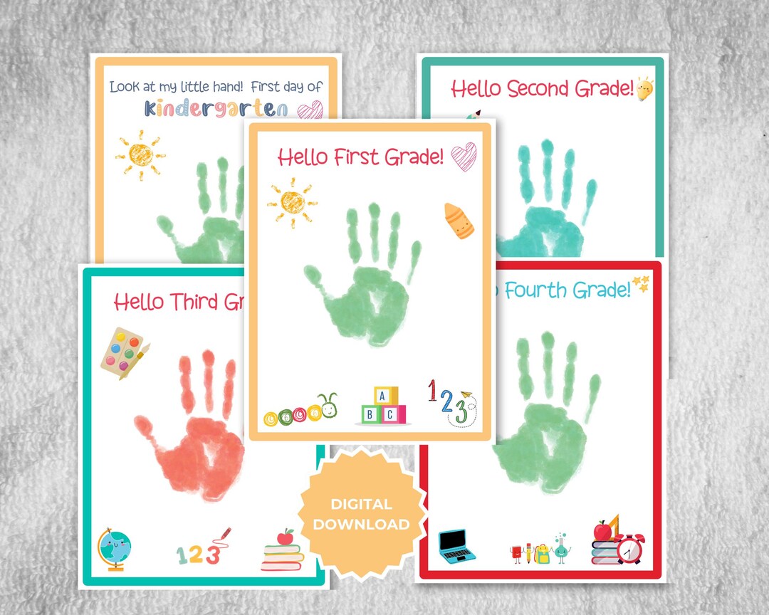 First Day of School Handprint Art Keepsake: Printable Craft Bundle - Etsy