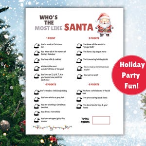 Festive Who&#39;s The Most Like Santa Holiday Party Game-Christmas Party Fun/Holiday Party Ice Breaker Game/ Holiday Office Party Game