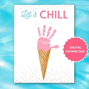 Sommer Handabdruck Handwerk für Kinder-Digital druckbares Andenken/Kinder Sommer Handabdruck Kunst-Digitaler Download Kinder Aktivität/Sommer Handabdruck Kunst