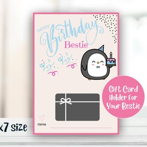 Happy Birthday Bestie Gift Card Holder Instant Download-Personalized Happy Birthday Gift/Best Friend Birthday Gift Idea/ Bestie Gift Idea