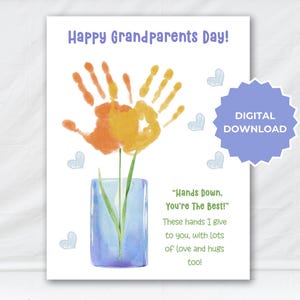 Grandparents Day Handprint Art Printable Bundle/Grandparent Gift From Kids/DIY Handprint Keepsake/Instant Download/Nana Papa Gift Idea