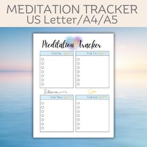 Meditation Tracker/Printable Meditation Tracker/Meditation Planner/Mediation Log/Meditation Journal/Meditation Progress