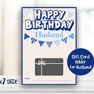 Happy Birthday Husband Gift Card Holder Instant Download-Personalized Happy Birthday Gift/Husband Birthday Gift Idea/ Husband Gift Idea