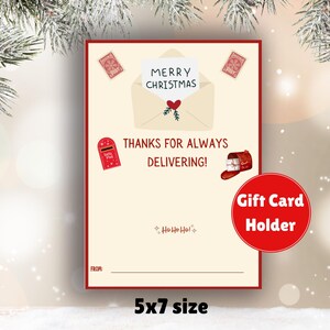 Portatarjetas de regalo para cartero de vacaciones/Idea de regalo para cartero de Navidad/Regalo para cartero de vacaciones Descarga instantánea Imprimible