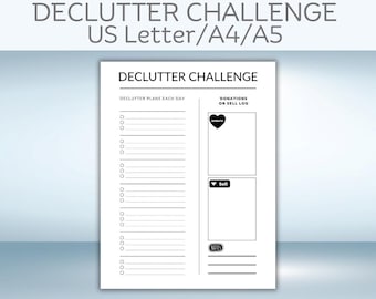 Declutter Challenge Printable/Declutter Challenge Tracker/Monthly Declutter Tracker/Weekly Declutter Tracker/Declutter Tracker