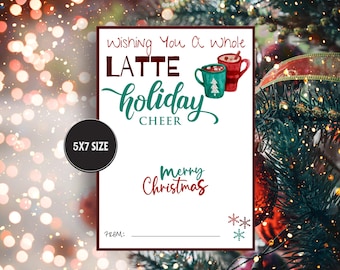 Holiday Coffee Lover Gift Card Holder-Instant Download PDF/Christmas Coffee Lover Gift Card Holder Printable/Christmas Latte Gift Card