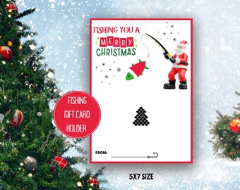 Festive Fishing Gift Card Holder for Christmas-Holiday Gift Card/Gift Card Holder For Fisherman/Gift Card Holder For Fishing Gift Card